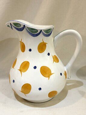 Herend Village Pottery Goldfish Pitcher 60 oz Hand Painted Hungary